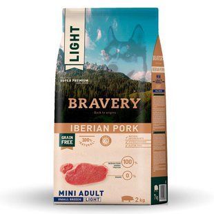 BRAVERY Iberian Pork Mini Adult LIGHT, сухой корм для дор.собак мелких пород, со свининой по-иберийски Легкая 8750BRIBERML_2KG фото