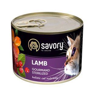 Вологий корм Savory для стерилізованих котів, з ягням, 200 г 30723 фото