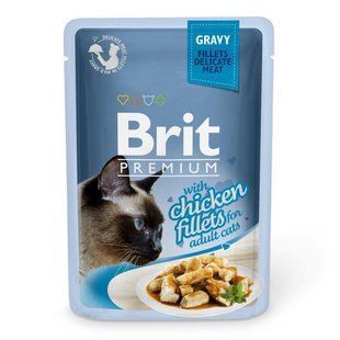 Вологий корм для кішок Brit Premium Cat Chicken Fillets Gravy pouch 85 г філе курки в соусі 111250/524 фото