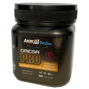 Вітаміни AnimAll VetLine Omega PRO для середніх порід собак 1 г &times; 200 табл 139885 фото
