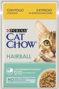 Вологий корм Cat Chow Hairball Control 26шт х 85г для виведення шерсті у кішок з куркою 12527604/П фото
