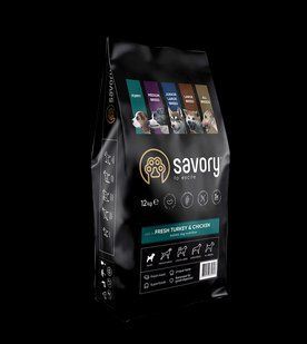 Сухий корм Savory 12 кг для цуценят всіх порід зі свіжим м'ясом індички і куркою 30303 фото