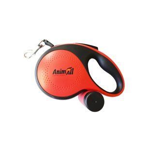 Поводок-рулетка AnimAll с диспенсером, для собак весом до 50 кг, 5 м, красная 171737 фото