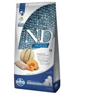 Фарма сухой корм N&D Grain Free OCEAN COD, PUMPKIN & CANTALOUPE MELON PUPPY MEDIUM & MAXI с треской и дыней, 178965 фото