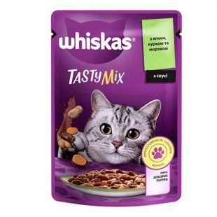 Вологий корм Whiskas Tasty Mix для котів, ягням з куркою та морквою, 85 г х 28 шт 175564/П фото