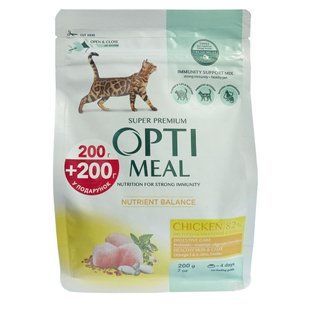 Сухий корм Optimeal для дорослих котів, з куркою, 200+200 г B1862901 фото