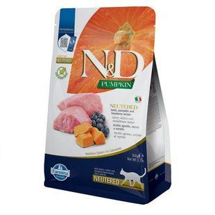 Фарміна сухий корм N&D Grain Free PUMPKIN LAMB & BLUEBERRY NEUTERED ADULT 300 г 180820 фото