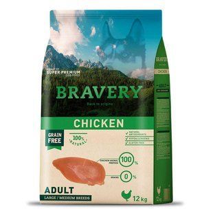 Bravery Chicken Adult Large/Medium 12 кг сухий корм для дорослих собак середніх та великих порід, з куркою 04PE012000.0010.0036 фото