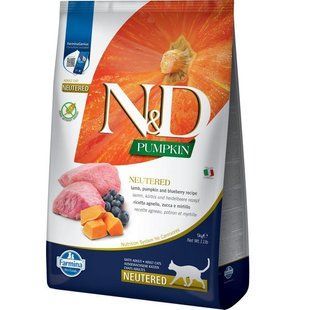 Фарміна сухий корм N&D Grain Free PUMPKIN LAMB & BLUEBERRY NEUTERED для стерилізованих кішок з гарбузом, ягням та чорницею 5 кг 180823 фото
