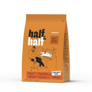 Сухий корм Half&Half для стерилізованих котів, з яловичиною, 300 г 20932 фото