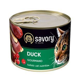 Корм SAVORY вологий повнораціонний для дорослих вибагливих котів з качкою 200г арт.30617 30617 фото