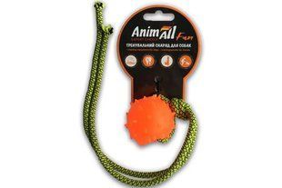 Игрушка для собак AnimAll Fun шар с канатом, оранжевая, 4 см 110617 фото