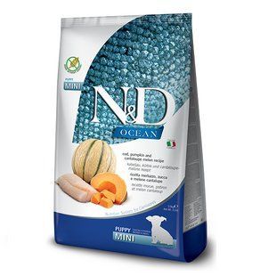 Фарма сухой корм N&D Grain Free OCEAN COD, PUMPKIN & CANTALOUPE MELON PUPPY MINI с треской и дыней 2,5 kg 173413 фото