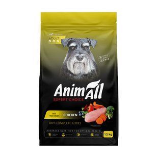 AnimAll Полнорационный сухой корм для собак со свежей курицей, 12 кг 178607 фото