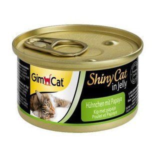 Вологий корм GimCat Shiny Cat k 70g для кішок курка і папайя в желе G-412948/413587 фото