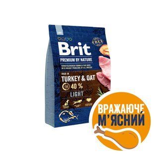Сухой корм Brit Premium Dog Light для собак с лишним весом, с индейкой, 3 кг 170839/6581 фото