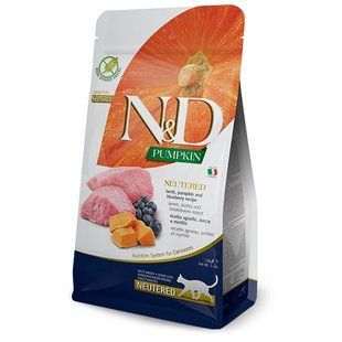 Фарміна сухий корм N&D Grain Free PUMPKIN LAMB & BLUEBERRY NEUTERED 1.5 кг для стерилізованих кішок з гарбузом, ягням та чорницею 180822 фото