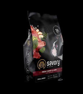 Сухий корм Savory 8 кг для собак малих порід зі свіжим м'ясом індички і ягняти 30365 фото