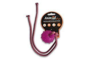 Игрушка для собак AnimAll Fun шар с канатом, фиолетовая, 4 см 110620 фото