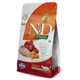 Фарміна сухий корм N&D Grain Free PUMPKIN QUAIL & POMEGRANATE NEUTERED 1.5 кг з перепелом та гарбузом 168808 фото