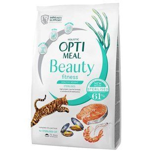 Беззерновой сухой корм Optimeal Beauty Fitness для стерилизованных кошек и кастрированных кошек, 4 кг B1842601 фото