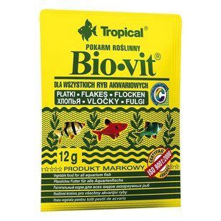 Сухий корм для акваріумних риб Tropical в пластівцях &laquo;Bio-Vit&raquo; 12 г (для травоїдних риб) 74411 фото