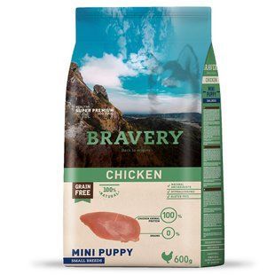 BRAVERY Chicken Mini Puppy,сухий корм для цуценят дрібних порід,з куркою 600 гр 8309BRCHICPUPM_600GR фото