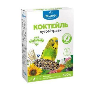 Корм Природа Коктейль &laquo;Лугові трави + насіння льону&raquo; для хвилястих папуг, 500 г PR241341 КАРТОН фото