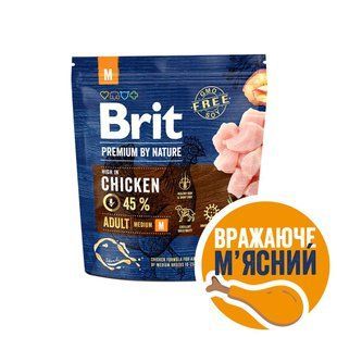 Сухой корм Brit Premium Dog Adult M для взрослых собак средних пород, с курицей, 1 кг 170815/6345 фото