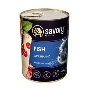 Вологий корм Savory для для дорослих вибагливих котів, з рибою, 400 г 30655 фото