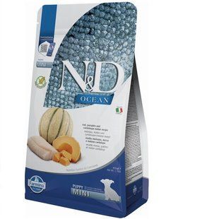 Фармина сухой корм N&D Grain Free OCEAN COD, PUMPKIN & CANTALOUPE MELON PUPPY MINI с треской и дыней 800 gr 173412 фото