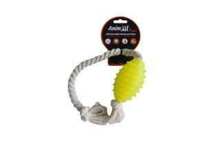 Игрушка для собак AnimAll Fun граната с канатом, желтая, 8 см 113012 фото