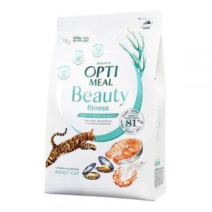 Сухой корм Optimeal Beauty Fitness для кошек, контроль избыточного веса, на основе морепродуктов, 4 кг B1842401 фото