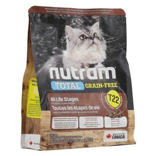 T22_Nutram Total GF 340 г без зерновой корм для котов на всех стадиях жизни с курицей и индейкой T22_(340g) фото