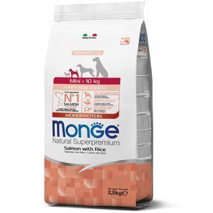 Monge Dog Mini Puppy & Junior лосось з рисом 2,5 кг 70011051 фото