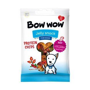 Лакомство для собак "Bow wow" протеиновые чипсы с говядиной, шиповником и клюквой, 60 гр (23 шт в кор) BW701 фото