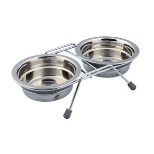 Миски металлические на подставке Trixie с шумовыми заглушками &laquo;Eat on Feet&raquo; 2 x 250 мл / 11 см 25230 фото