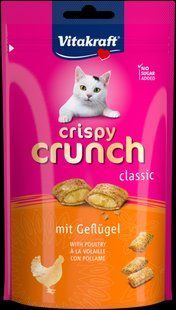 Ласощі для котів Vitakraft Crispy Crunch подушечки з м&rsquo;ясом птахів, 60 г 28814 фото