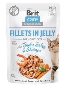 Влажный корм Brit Care Cat Pouch для кошек, в желе, нежная индейка с креветками, 85 г 100535/0570 фото