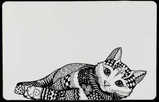 Килимок під миску Zentangle 44х28 см, білий / чорний TX-24788 фото