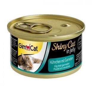 Вологий корм GimCat Shiny Cat k 70 г для кішок курка і креветка G-413129 /413327 фото
