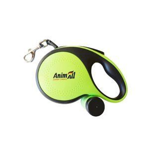 Поводок-рулетка AnimAll с диспенсером, для собак весом до 30 кг, 5 м, зеленая 171735 фото