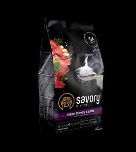 Сухой корм Savory 1 кг для собак средних пород со свежим мясом индейки и ягненка 30259 фото
