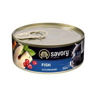 Вологий корм Savory для для дорослих вибагливих котів, з рибою, 100 г 30631 фото