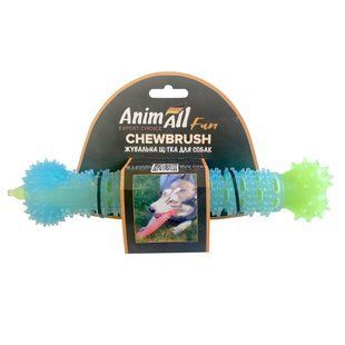 AnimAll Фан жувальна щітка-кістка блакитна з зеленим, 24 см 149646 фото