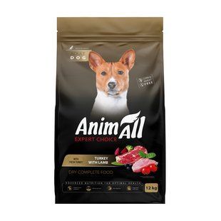 AnimAll Полнорационный сухой корм для собак средних пород со свежей индейкой и ягненком, 12 кг 178611 фото