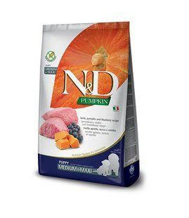 Farmina (Фарміна) n&d Grain Free Pumpkin dog Lamb & Blueberry Puppy Medium & Maxi 12 кг беззерновий сухий корм 156359 фото