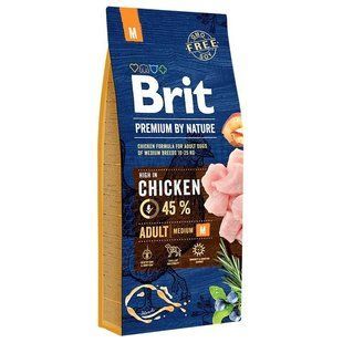 Корм Brit Premium Adult M 15 кг для собак средних пород с курицей 170818/6376 фото