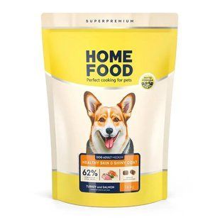 Сухой корм для взрослых собак индейка и лосось Home Food dog Adult Medium здоровая кожа и блеск шерсти 1.6 кг 4820235020385 фото