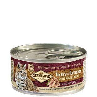 Влажный корм Carnilove Turkey and Reindeer for Adult cats 100г для кошек с мясом индейки и северного оленя 100562/111284/9018 фото